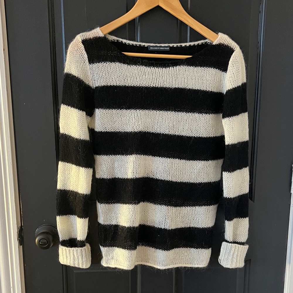 Brandy Melville Bold Stripe Sweater in Black and Cream
